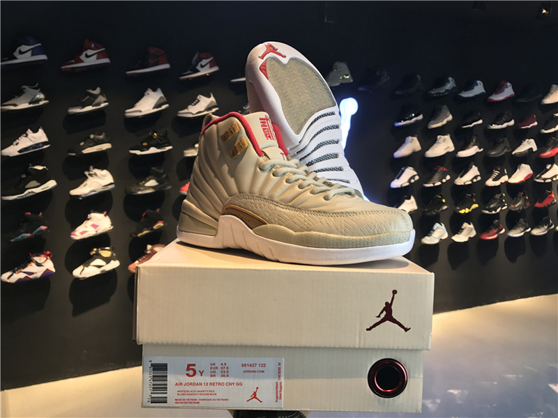 New Air Jordan 12 High 20th White Red Shoes