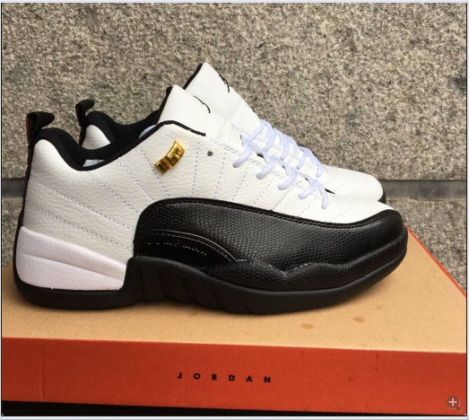 New Air Jordan 12 Low Taxi White Black Gold Shoes