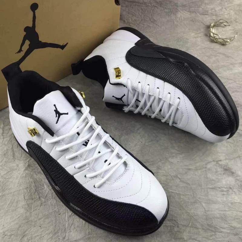 New Air Jordan 12 Low White Black Gold Shoes - Click Image to Close