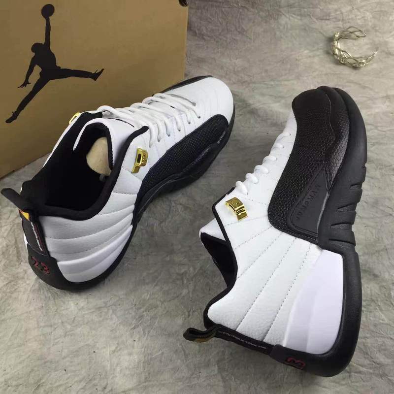New Air Jordan 12 Low White Black Gold Shoes