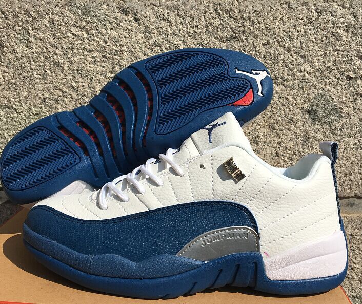 New Air Jordan 12 Low White Frech Blue Shoes - Click Image to Close