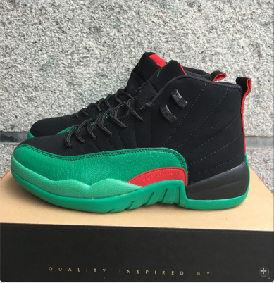 New Air Jordan 12 Retro Black Green Red Shoes