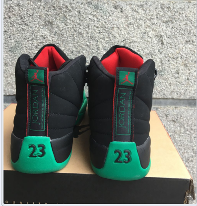 New Air Jordan 12 Retro Black Green Red Shoes - Click Image to Close