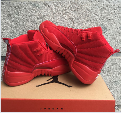 New Air Jordan 12 Retro Deer Leather All Red Shoes