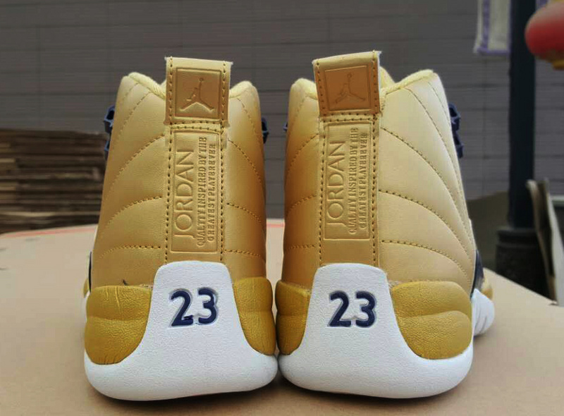 New Air Jordan 12 Retro Gold White Black Shoes