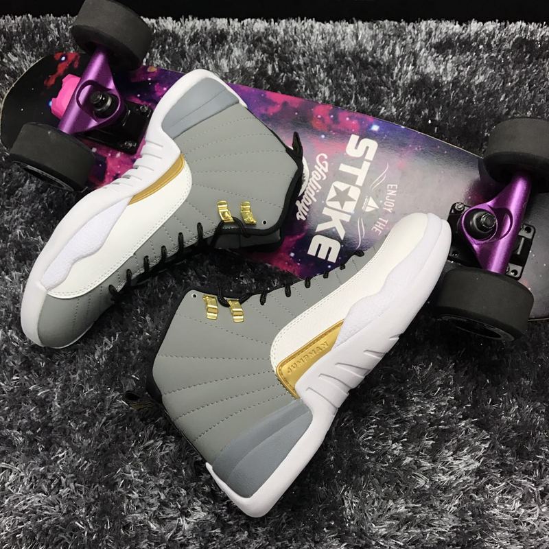 New Air Jordan 12 Retro Grey Gold Shoes