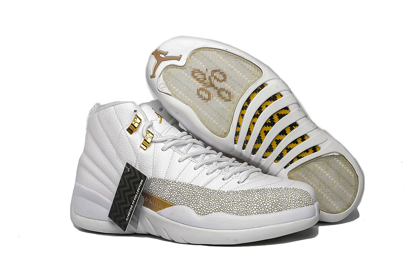 New Air Jordan 12 Retro Owl White Gold Shoes - Click Image to Close