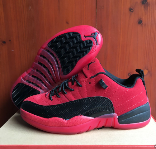 New Air Jordan 12 Retro Red Black Transparent Sole Shoes