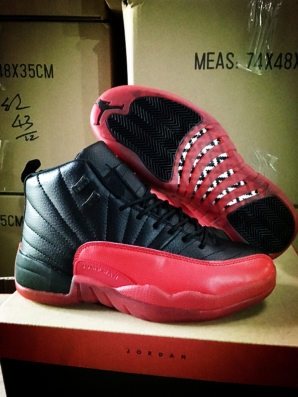 New Air Jordan 12 Transparan Sole Black Red Shoes