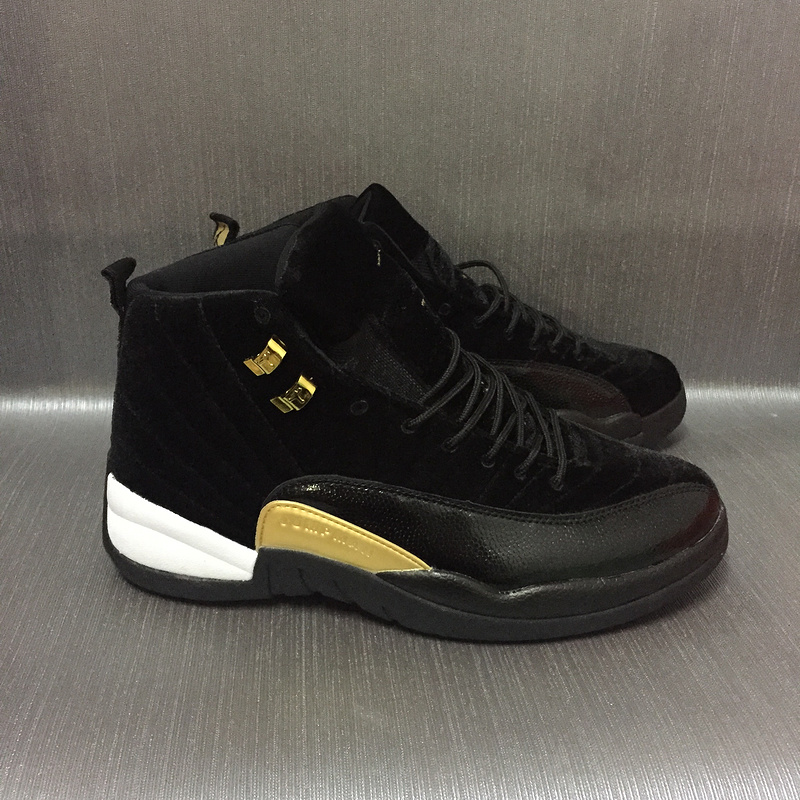 New Air Jordan 12 Velvet Black Gold Shoes