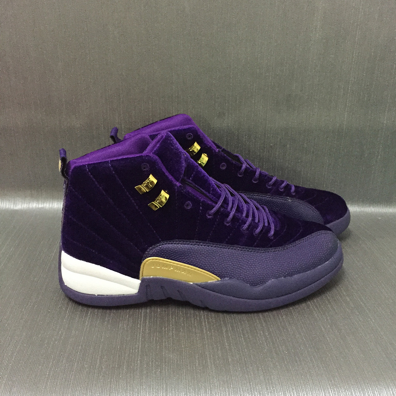 New Air Jordan 12 Velvet Purple Gold Shoes - Click Image to Close