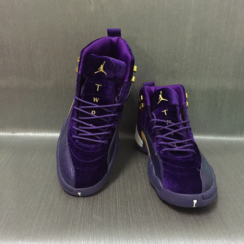 New Air Jordan 12 Velvet Purple Gold Shoes