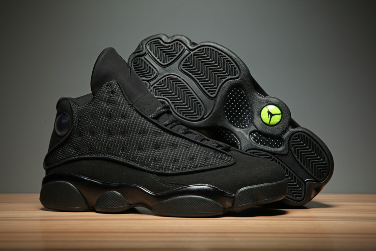 New Air Jordan 13 All Black Cat 3M Shoes - Click Image to Close