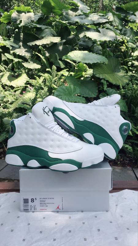 New Air Jordan 13 Ray Allen White Green Shoes - Click Image to Close