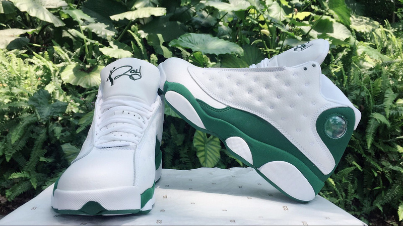 New Air Jordan 13 Ray Allen White Green Shoes - Click Image to Close