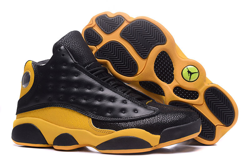 New Air Jordan 13 Retro Black Yellow Crocodile Pattern Shoes