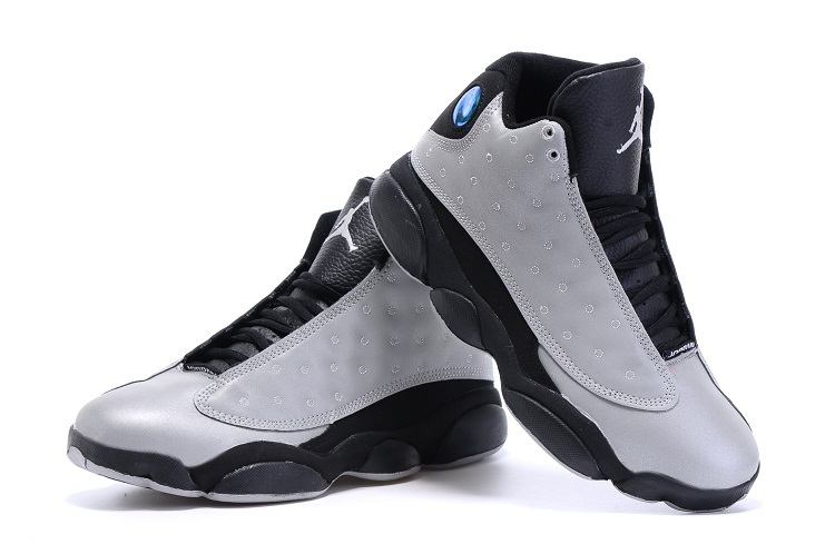 New Air Jordan 13 Retro Grey Black Shoes - Click Image to Close