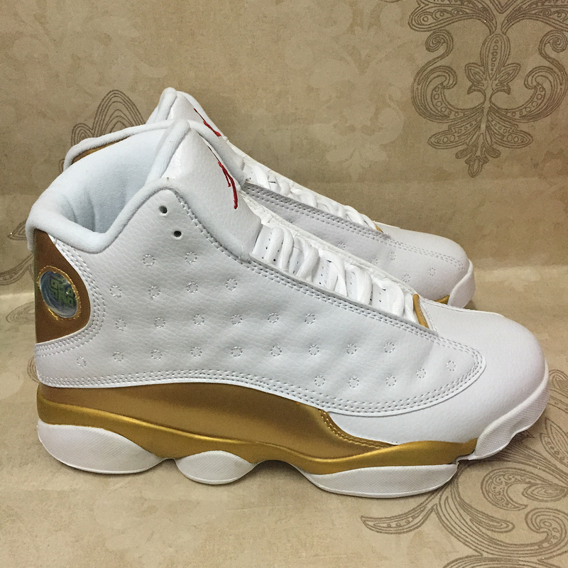 New Air Jordan 13 Retro White Gold Shoes - Click Image to Close