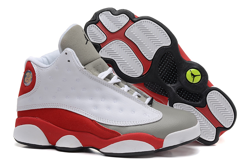 New Air Jordan 13 Retro White Grey Red Shoes