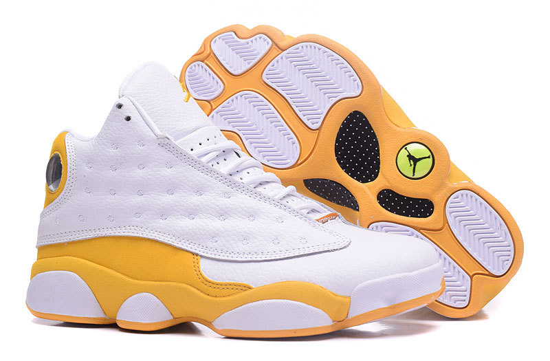 New Air Jordan 13 Retro White Yellow Shoes