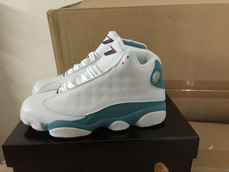 New Air Jordan 13 White Baby Blue Purple Shoes - Click Image to Close