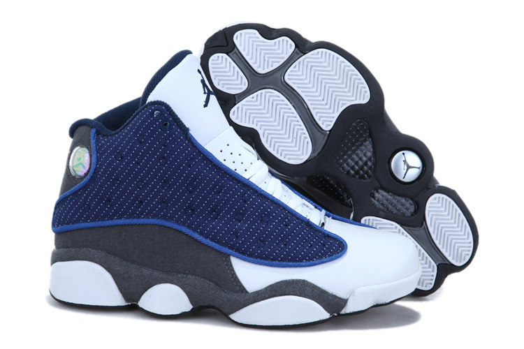 blue gray and white jordans 13