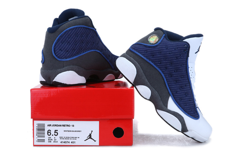 2013 Air Jordan 13 White Blue Grey For Women