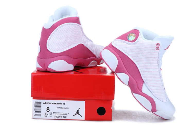 2013 Air Jordan 13 White Pink For Women - Click Image to Close
