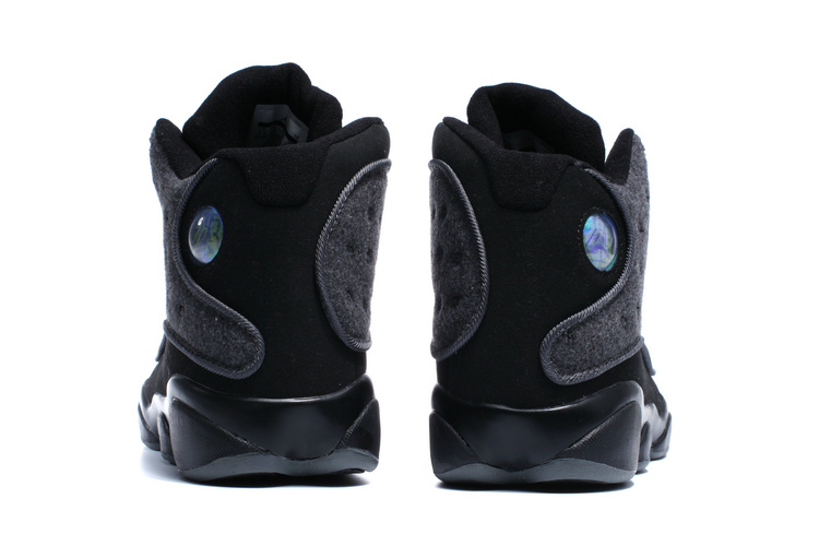 New Air Jordan 13 Wool All Black Shoes - Click Image to Close