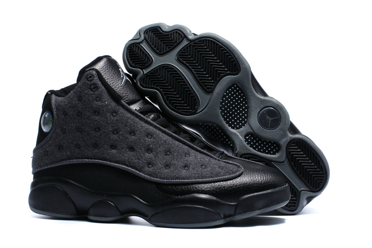 New Air Jordan 13 Wool All Black Winter Shoes