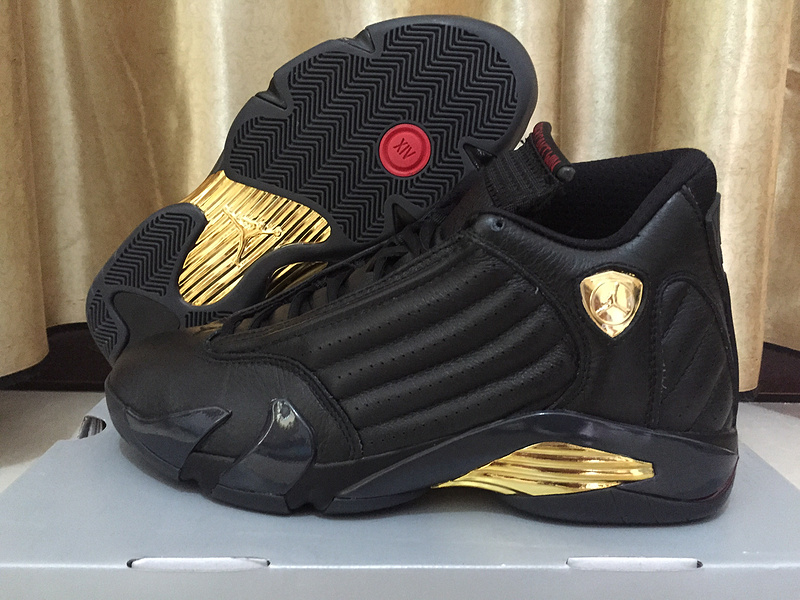 New Air Jordan 14 Champion Black Gold Shoes - Click Image to Close