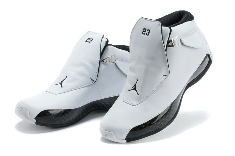 New Original Air Jordan 18 White Black Shoes - Click Image to Close