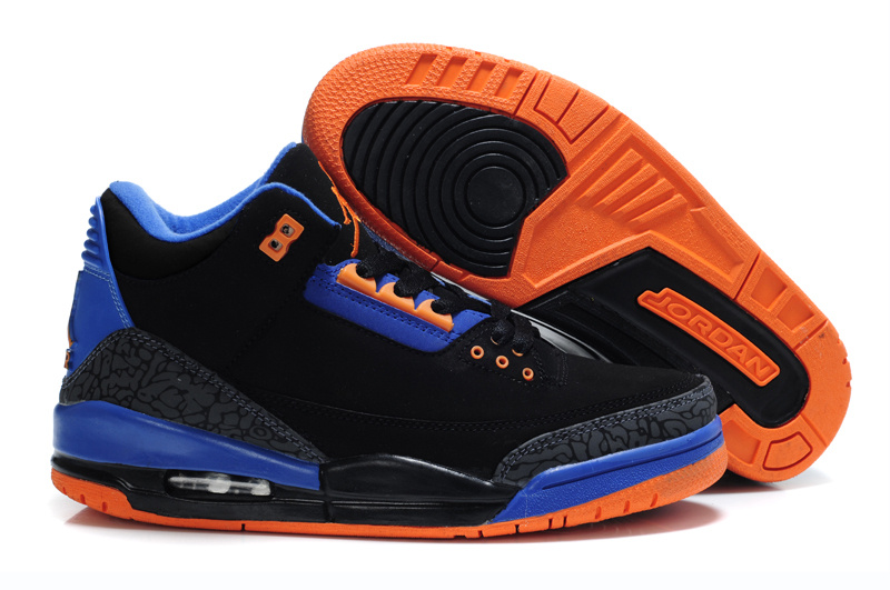 Air Jordan Retro 3 Black Blue Orange - Click Image to Close