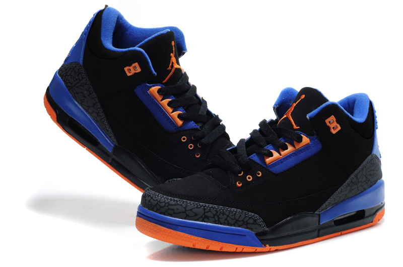 Air Jordan Retro 3 Black Blue Orange