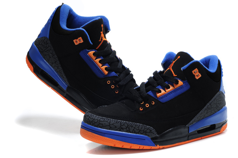 Air Jordan Retro 3 Black Blue Orange - Click Image to Close