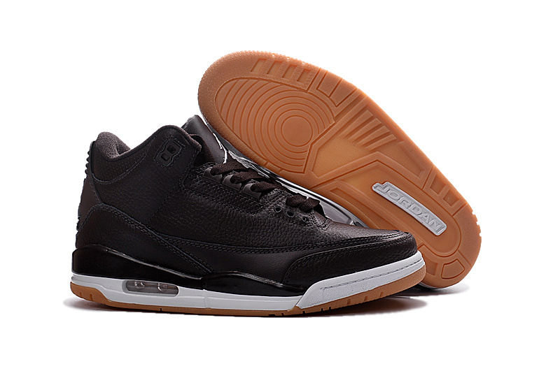 New Air Jordan 3 Black Navy Gum Shoes - Click Image to Close