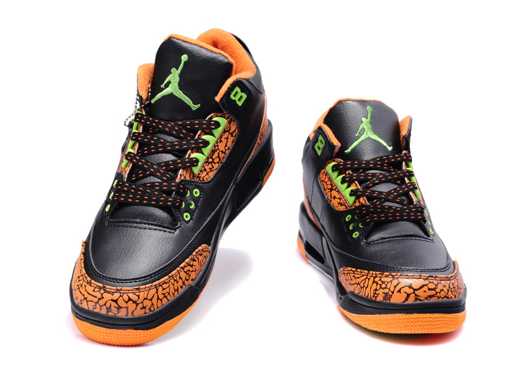 New Air Jordan 3 Black Orange Shoes - Click Image to Close
