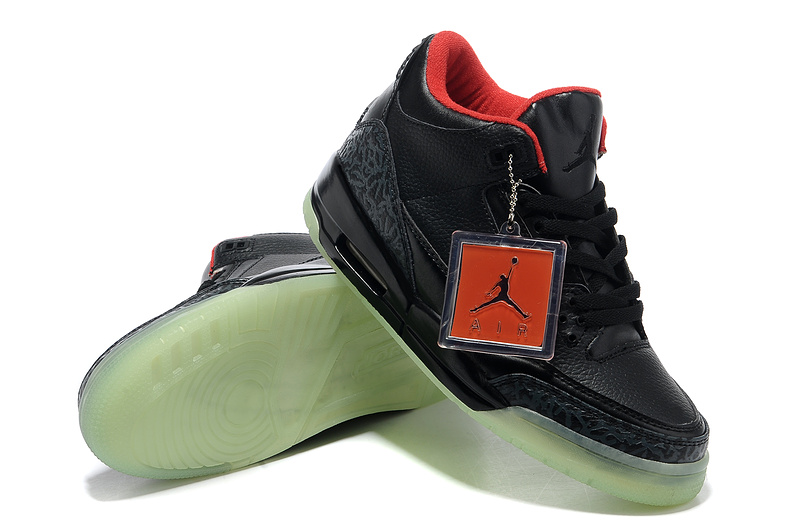 2013 Air Jordan 3 Black Transparent Sole Shoes - Click Image to Close