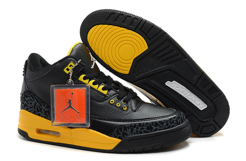 2013 Air Jordan 3 Black Yellow Shoes - Click Image to Close