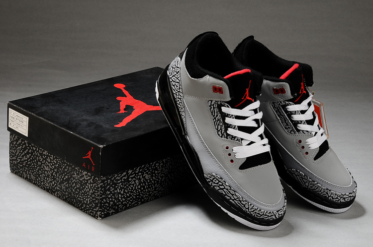 Air Jordan Retro 3 Grey Black White - Click Image to Close