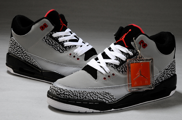 Air Jordan Retro 3 Grey Black White - Click Image to Close