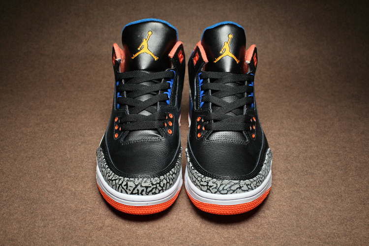 New Air Jordan 3 Retro Black Cement Grey Orange Air Logo - Click Image to Close