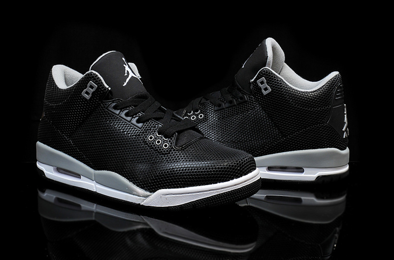 New Air Jordan 3 Retro PVC Black Grey White Shoes - Click Image to Close