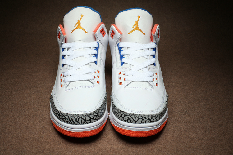 New Air Jordan 3 Retro White Cement Grey Blue Orange Air Logo