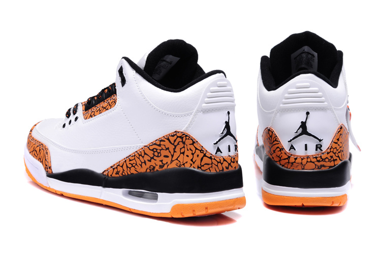 New Air Jordan 3 White Orange Black Shoes