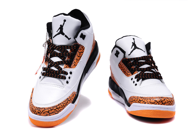 New Air Jordan 3 White Orange Black Shoes