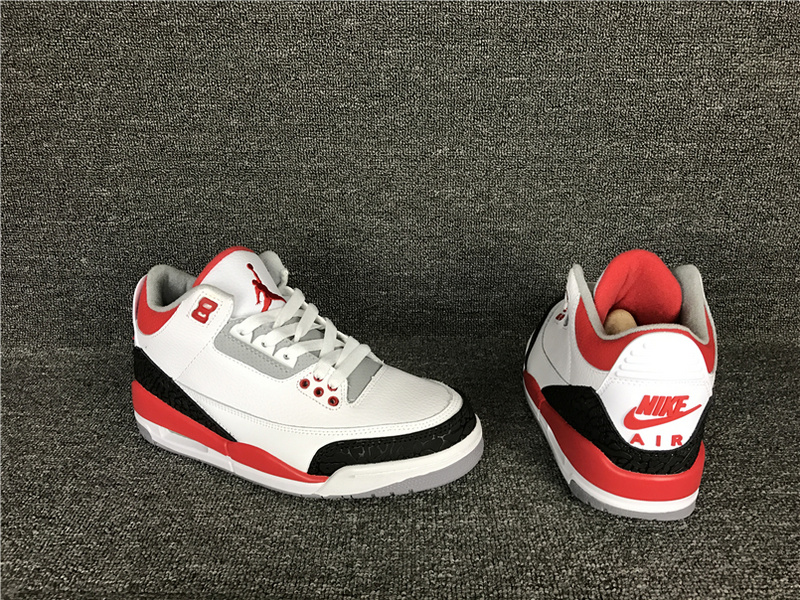 New Air Jordan 3 White Red Black Shoes