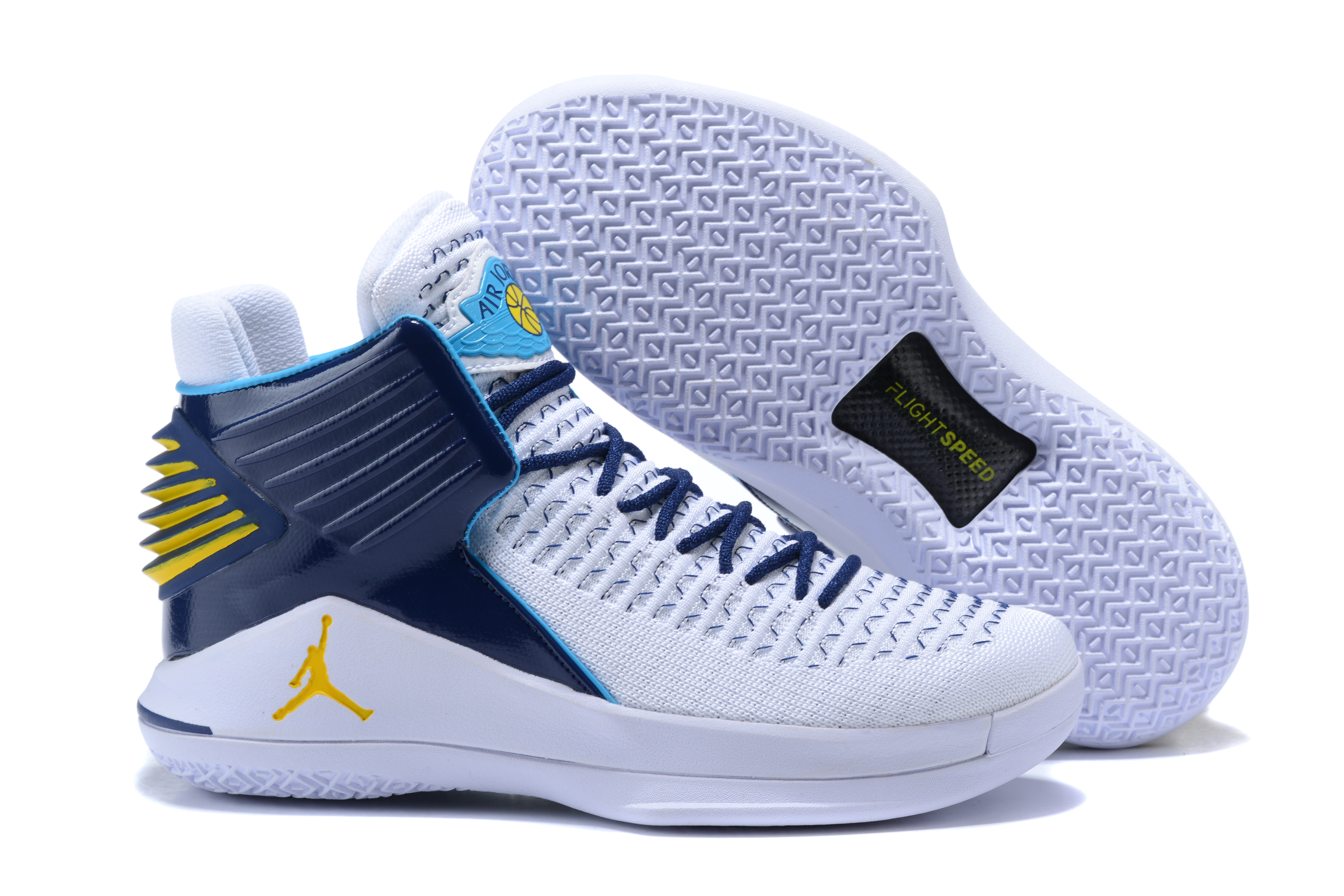 New Air Jordan 32 High White Blue Yellow