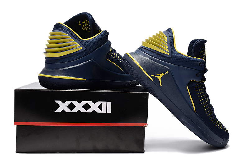 New Air Jordan 32 Low Blue Yellow Shoes - Click Image to Close