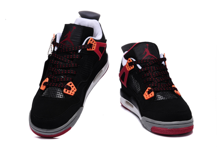 2013 Air Jordan 4 Black Dark Red Grey Shoes